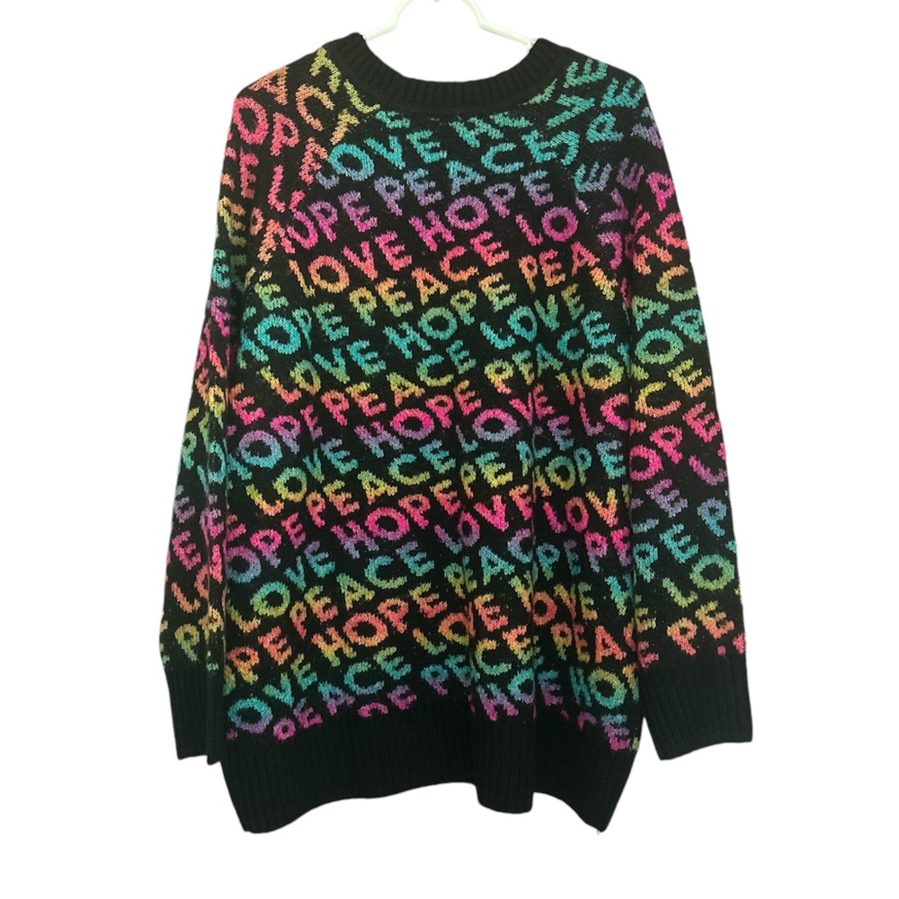 New Torrid Peace Love Hope Multicolor Brushed Soft Luxury Feel Sweater Size 2X